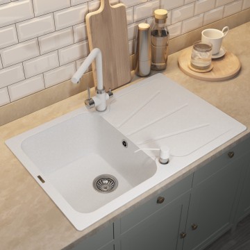 Кухонная мойка кварцевая Uperwood Quartz Premium UPD-04-01, прямоугольная, белая