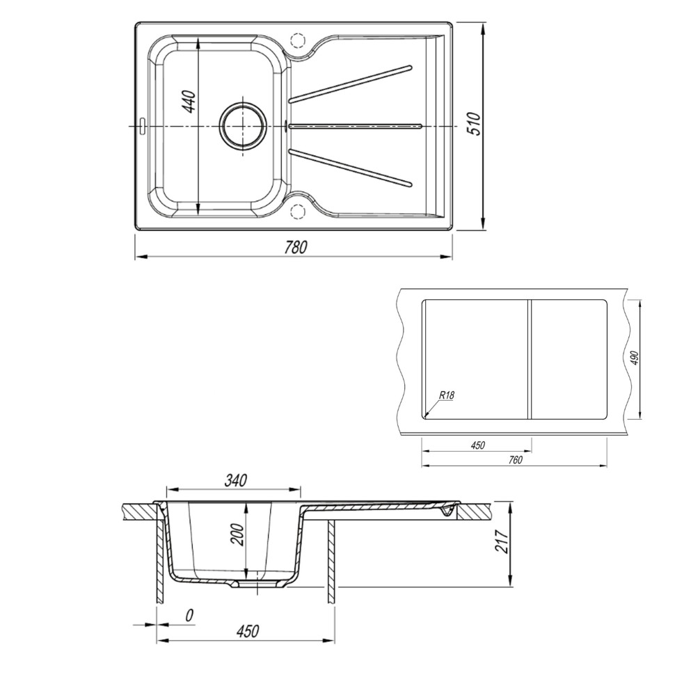 Кухонная мойка кварцевая Uperwood Quartz Premium UPD-04-01, прямоугольная, белая