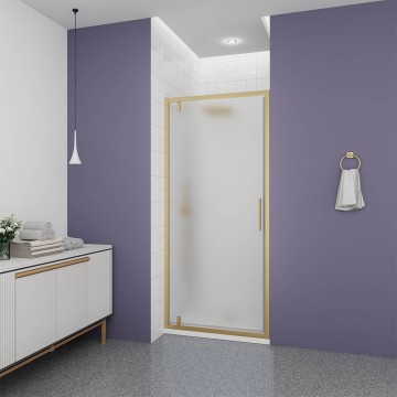 Душевая дверь Veconi Ottimo P30 G, 700x1900, золото брашинг, стекло матовое