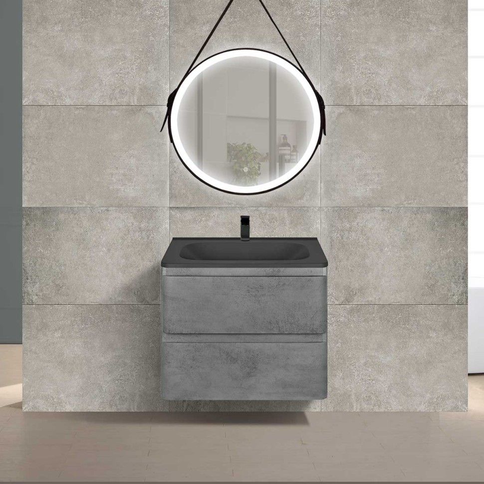 База под раковину Vico 600 подвесная, 2 выкатных ящика soft close, Beton