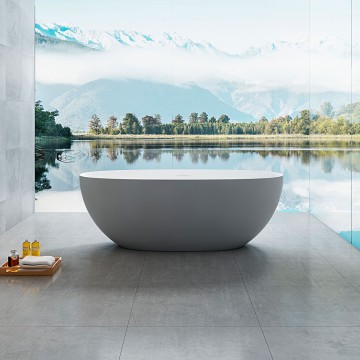 Ванна Солид Серфейс (Solid Surface) Vincea VBT-6S01MG, 1700*750*550, серый/белый матовый, щелевой перелив