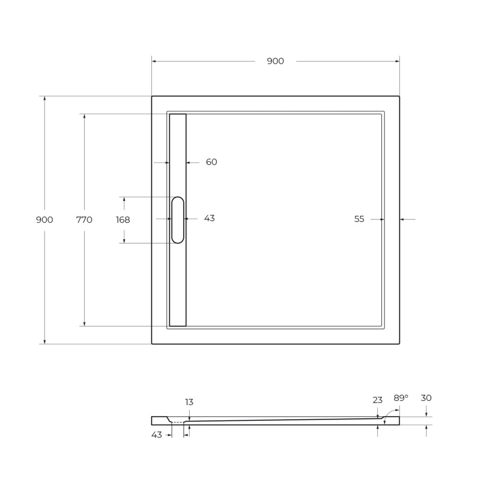 Поддон из искусственного мрамора CEZARES TRAY-AS-A-90-30-W