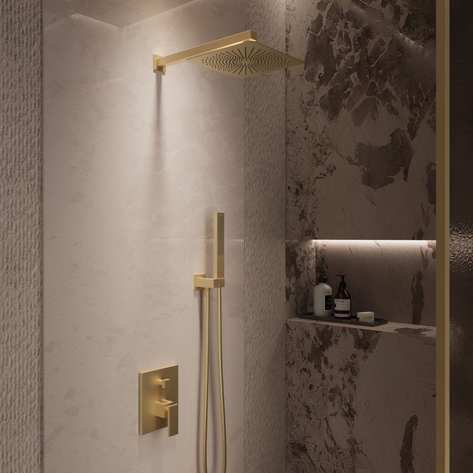 Душевой комплект Dice VSFW-2DS1BG встраиваемый, 2 режима, брашированное золото