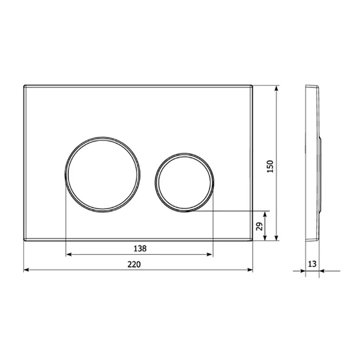 Кнопка смыва для унитаза Veconi Round VFR-CH, 150х220х13, пластик, хром