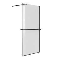 Душевая перегородка Niagara Nova NG-670-10ВLACK (100х195) черный матовый,стекло прозрачное,с полкой,1 место