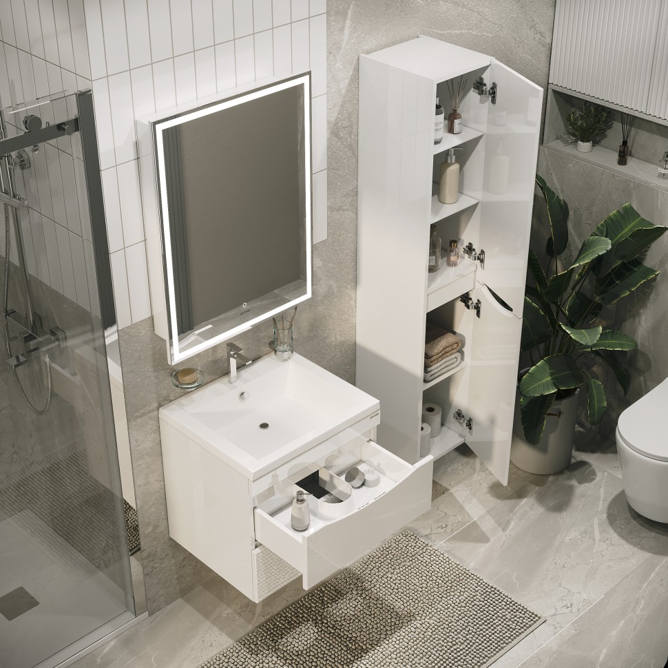 Тумба подвесная "ВИСТА-75 см" с 2-я ящ. белый глянец (ум. Alice-75)