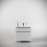 Тумба напольная STYLELINE "Марелла 80" (2 ящ.) Люкс антискрейтч белый матовый, PLUS с раковиной Марелла Люкс 800х400