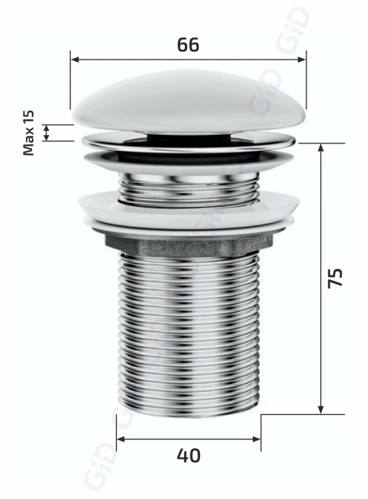 Донный клапан Gid без перелива Whm100 74403K белый матовый 7x7x10