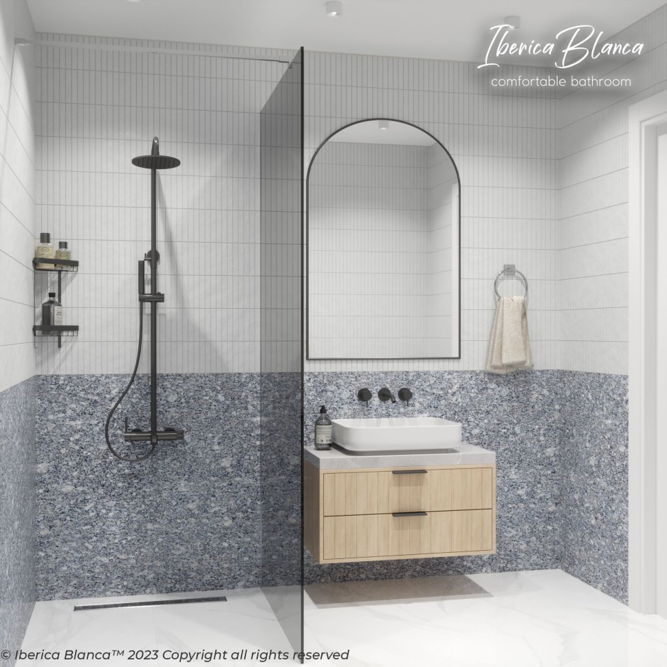 Душевая перегородка IBERICA BLANCA Mod.602 Walk In тонированное стекло/хром 120х200см (IB602.TC.200.120)