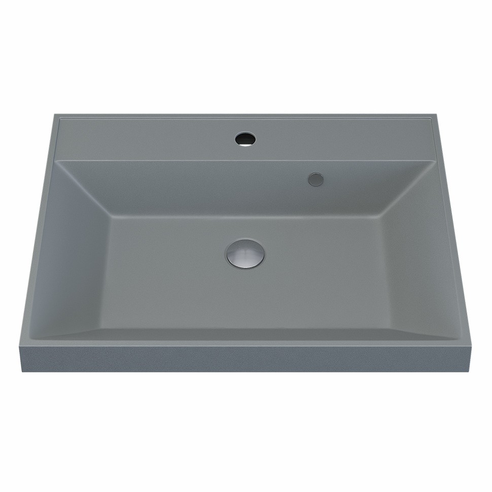 Раковина для ванной 60 см, Uperwood Classic Quartz, кварцевая, серая матовая, платина