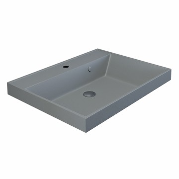 Раковина для ванной 60 см, Uperwood Classic Quartz, кварцевая, серая матовая, платина