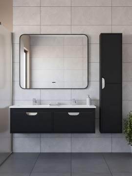 Тумба под двойную раковину Uperwood Modul 120 см, подвесная,атовая, черная