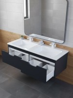 Тумба под двойную раковину Uperwood Modul 120 см, подвесная,атовая, черная