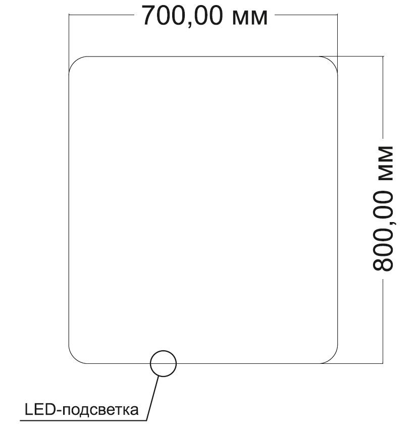 Зеркало LED VLM-3BE700 700х800 c сенсорным выключателем и диммером
