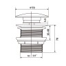 Донный клапан с керамической крышкой Vincea DBS0-216, белая крышка, без перелива