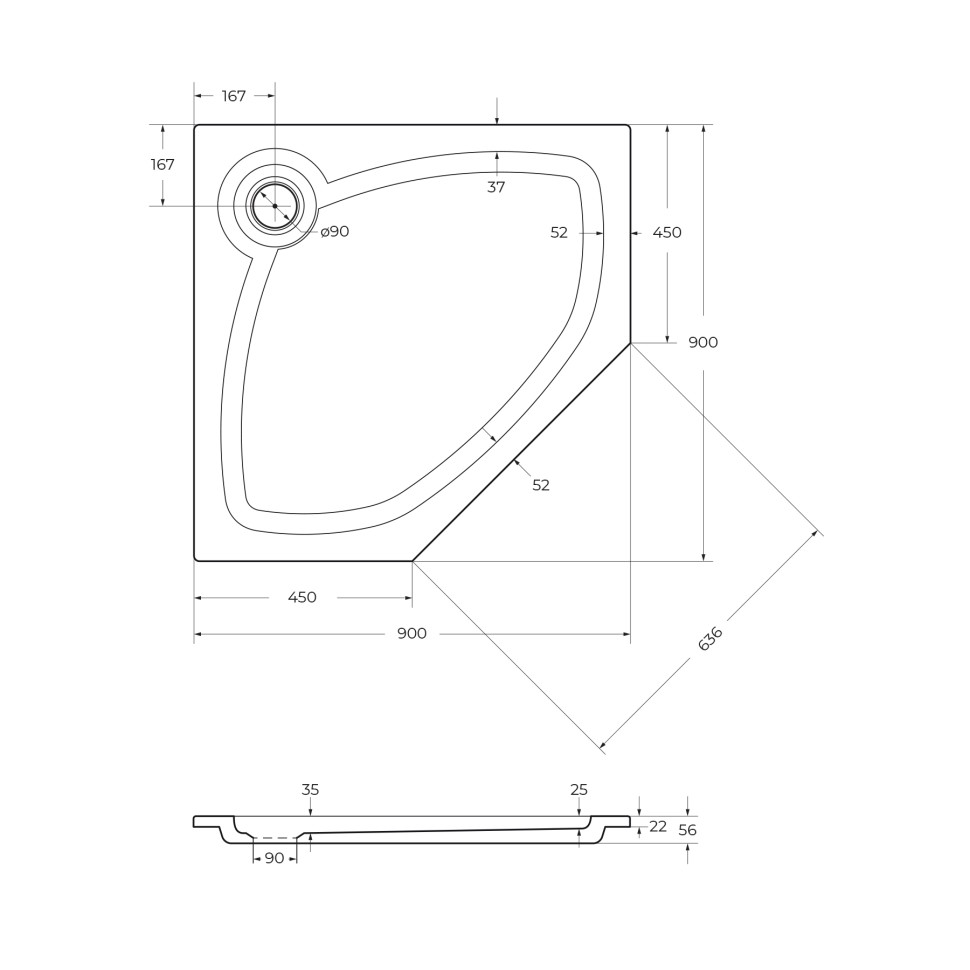 Поддон из искусственного мрамора CEZARES TRAY-S-P-90-56-W