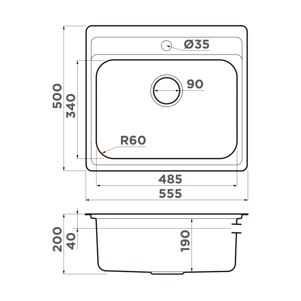 Кухонная мойка Omoikiri Ashi 56-IN нерж. сталь/нержавеющая сталь