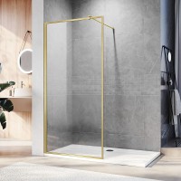 Душевая перегородка Veconi Korato KR-81G, 1000x2000, брашированное золото, стекло прозрачное KR81G-100-01-C8