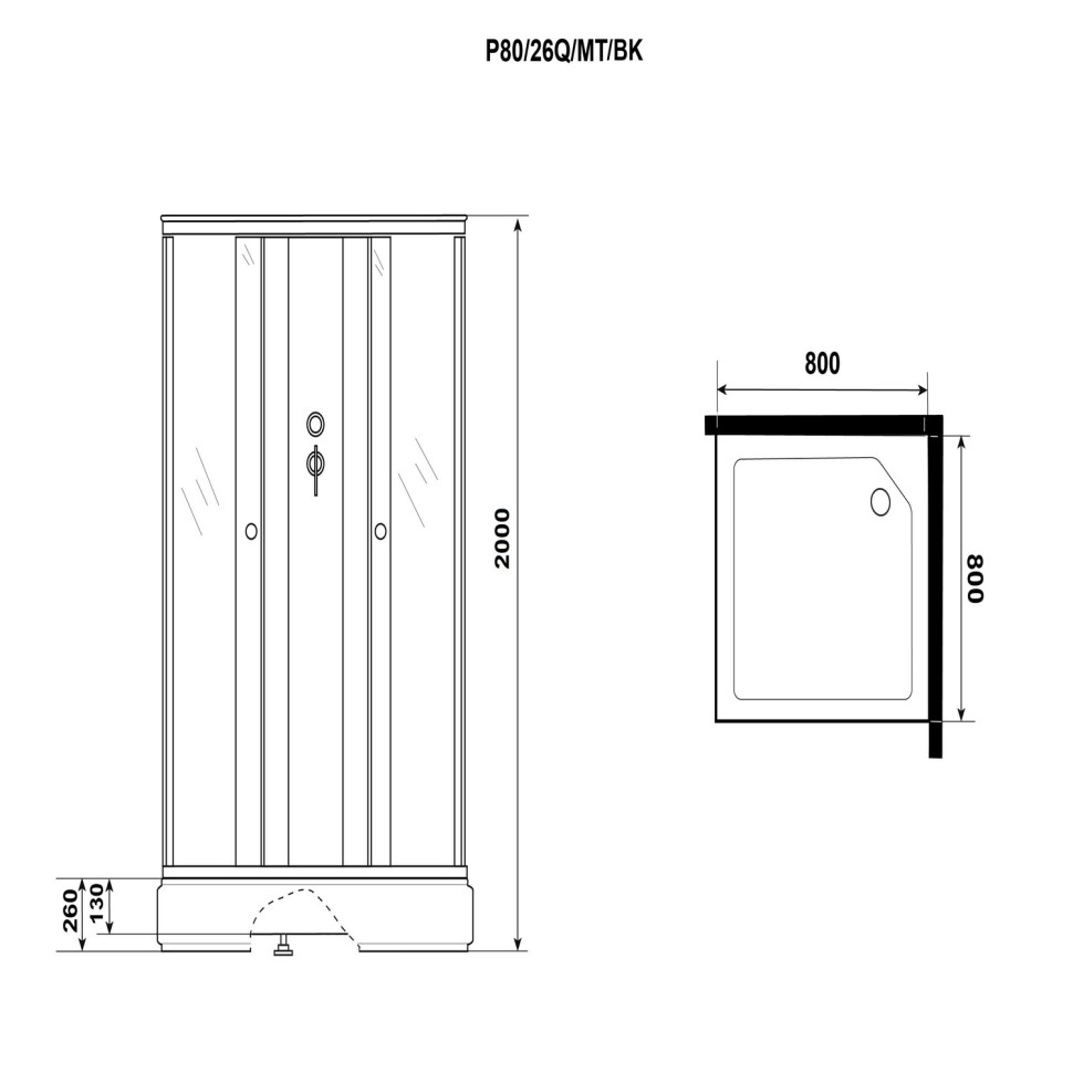 Душевая кабина Niagara Promo P80/26Q/MT/BK (80х80х200) 4 места