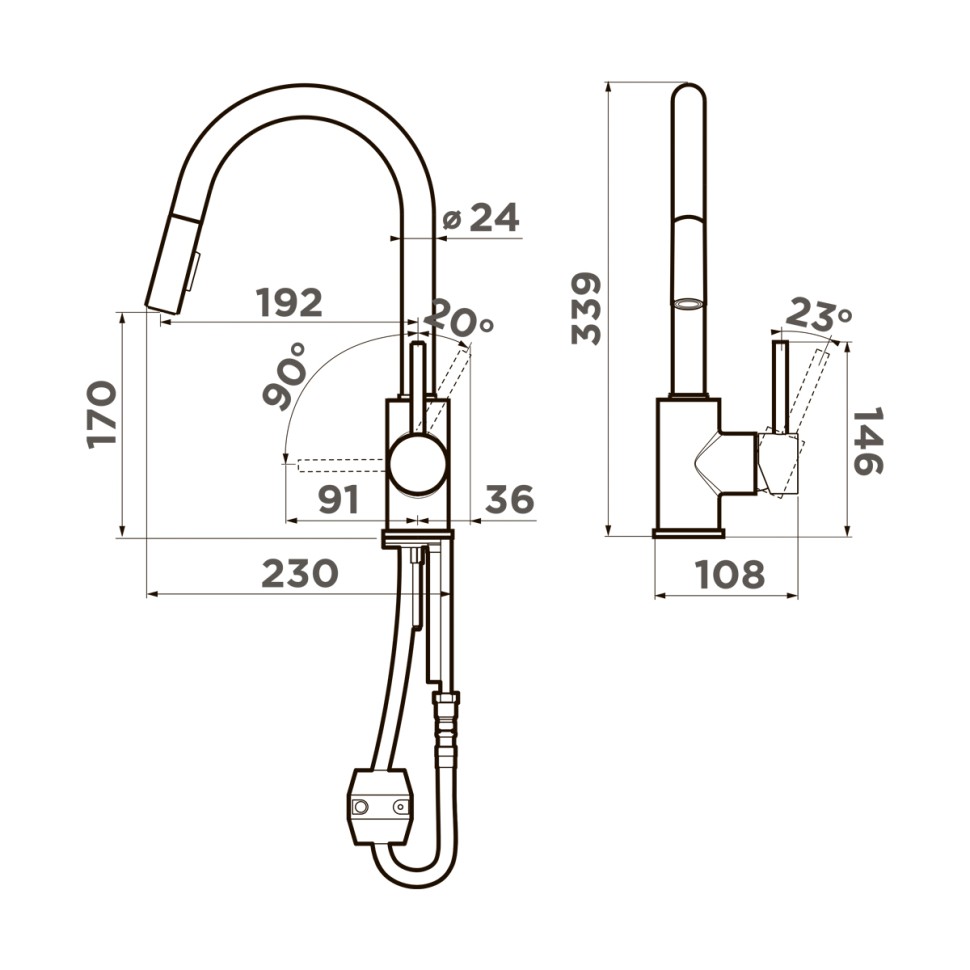 Смеситель для кухни Omoikiri Shinagawa-SB-BN латунь/нержавеющая сталь