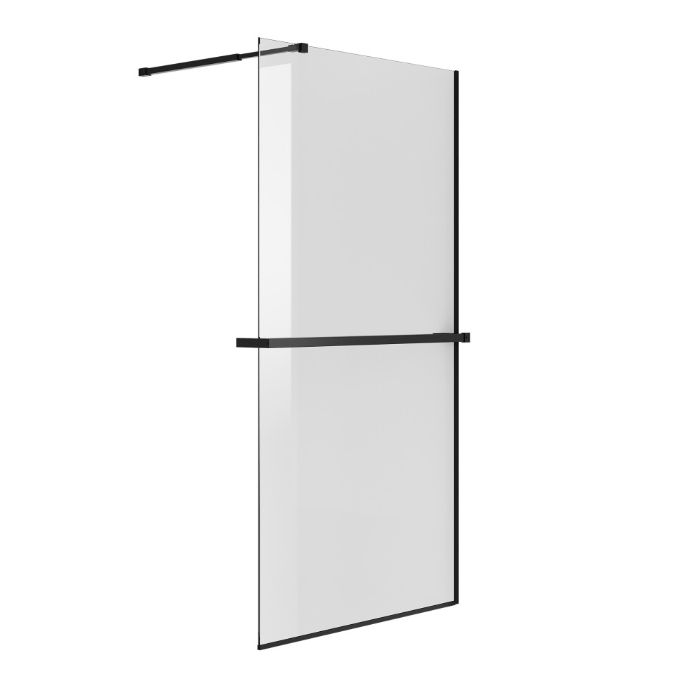 Душевая перегородка Niagara Nova NG-670-12ВLACK (120х195) черный матовый,стекло прозрачное,с полкой,1 место