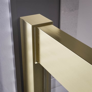 Душевой угол Veconi Premium Trento PTC-20G, 1000Х1000x2000, брашированное золото, стекло прозрачное
