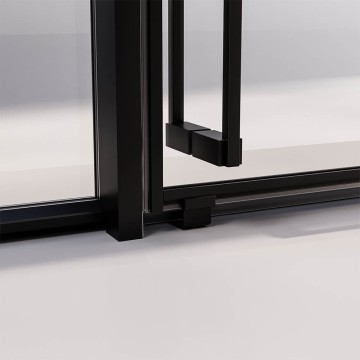 Душевой угол раздвижной Veconi Premium Prato 300 SP B-R, 1500х800x2000, черный матовый, стекло прозрачное