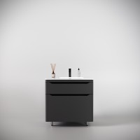 Тумба напольная STYLELINE "Марелла 80" (2 ящ.) Люкс антискрейтч серый, PLUS с раковиной Марелла Люкс 800х400