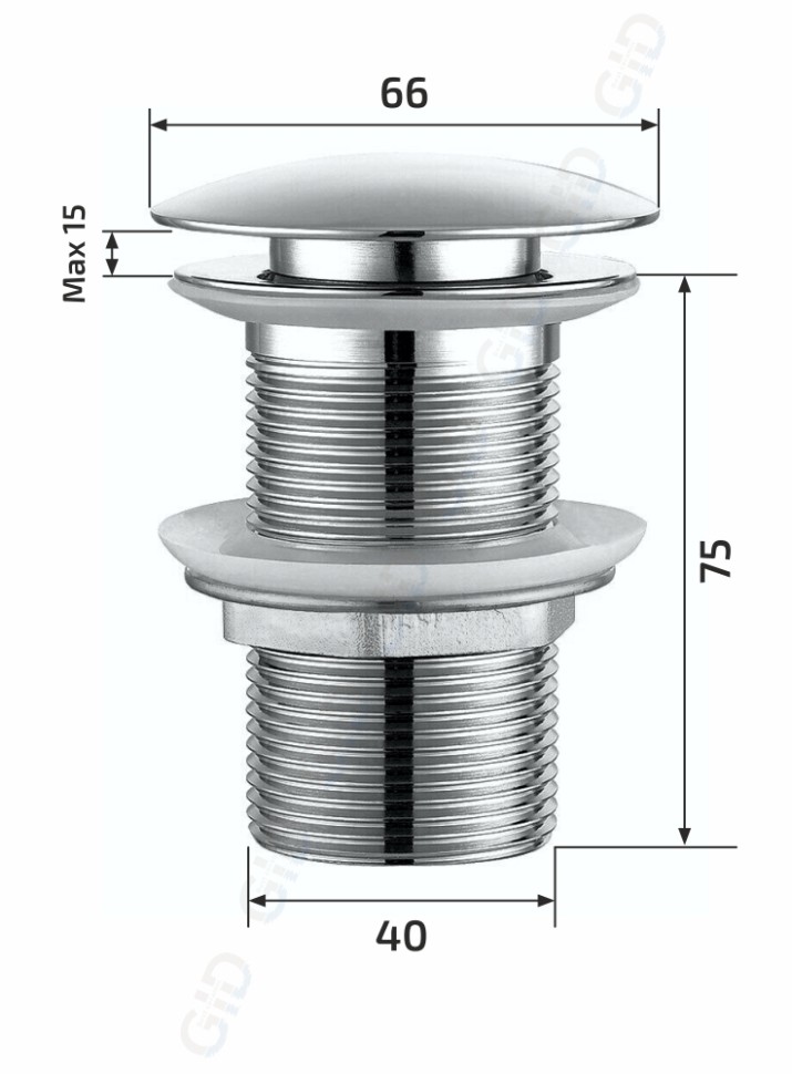 Донный клапан Gid без перелива G-54BL 76601K черный глянцевый 7x7x10