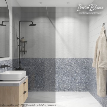 Душевая перегородка IBERICA BLANCA Mod.602 Walk In тонированное стекло/хром 90х200см (IB602.TC.200.90)