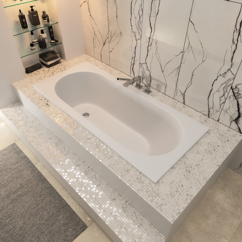 Ванна из искусственного камня Uperwood Lotus 170x70 см, белая