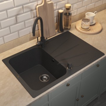 Кухонная мойка кварцевая Uperwood Quartz Premium UPD-04-04, прямоугольная, черная