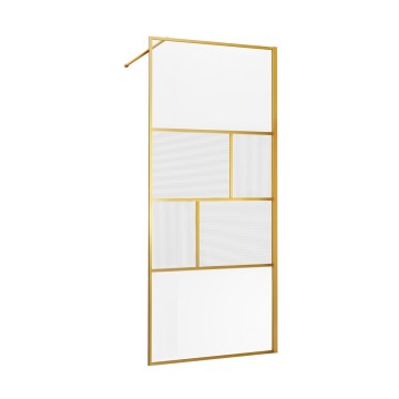 Душевая перегородка Волк-Ин (Walk-In) VSW-1HC100CFBG, 1000*2000, брашированное золото, стекло прозрачное/рифленое