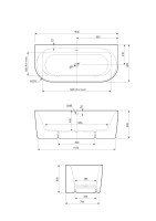 Акриловая ванна CEZARES METAURO-INT-Wall-180-80-60-G-W-MATT