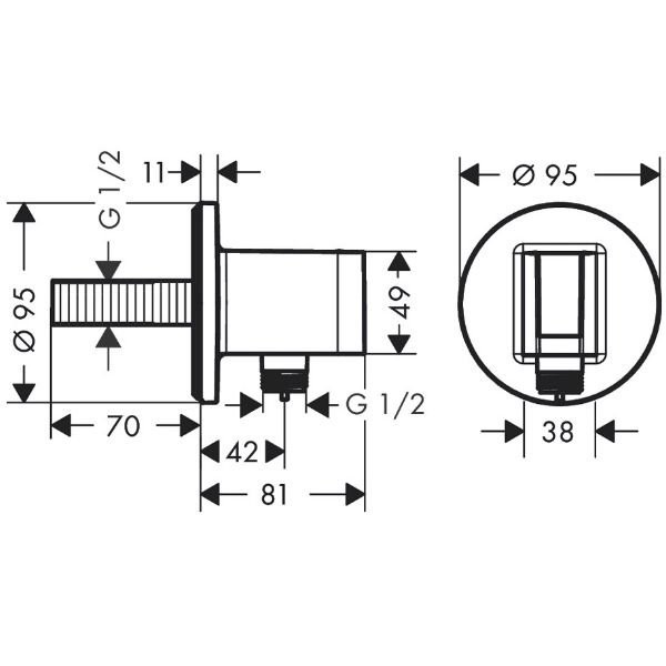 Шланговое подсоединение Hansgrohe FixFit, 1/2, цвет: черный матовый 26888670