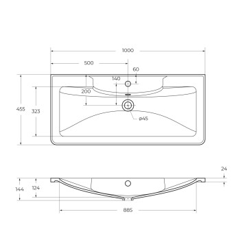 Раковина из искусственного камня BelBagno BB1000/455-LV-ART-ALR-NERO, чёрная матовая