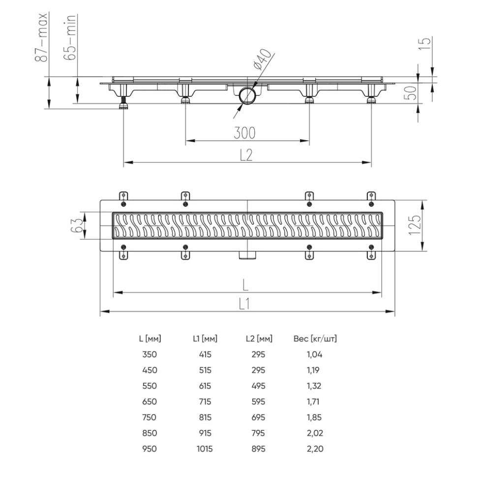 Душевой лоток Veconi Line 750