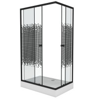 Душевой уголок Niagara Eco NG-012-14Q BLACK(120х80х195) низкий поддон(13см),черный,стекло мозаика,2 места