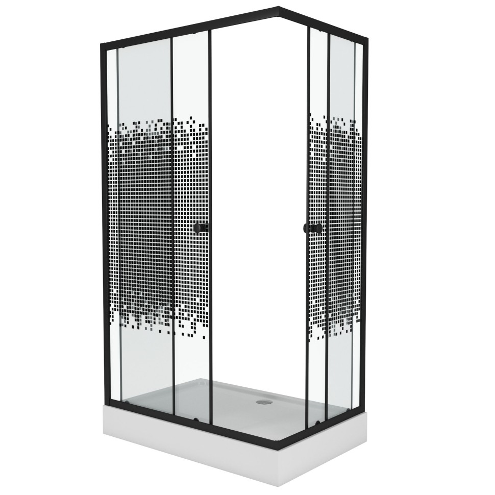 Душевой уголок Niagara Eco NG-012-14Q BLACK(120х80х195) низкий поддон(13см),черный,стекло мозаика,2 места