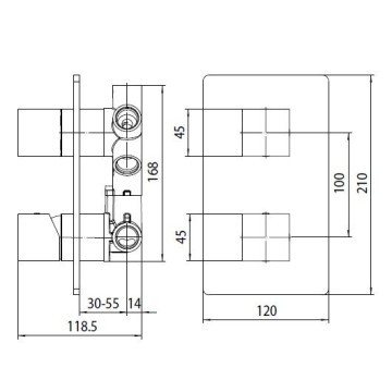 Наружная часть смесителя для ванны BOSSINI CUBE NEW Z00062.073 Чёрный матовый