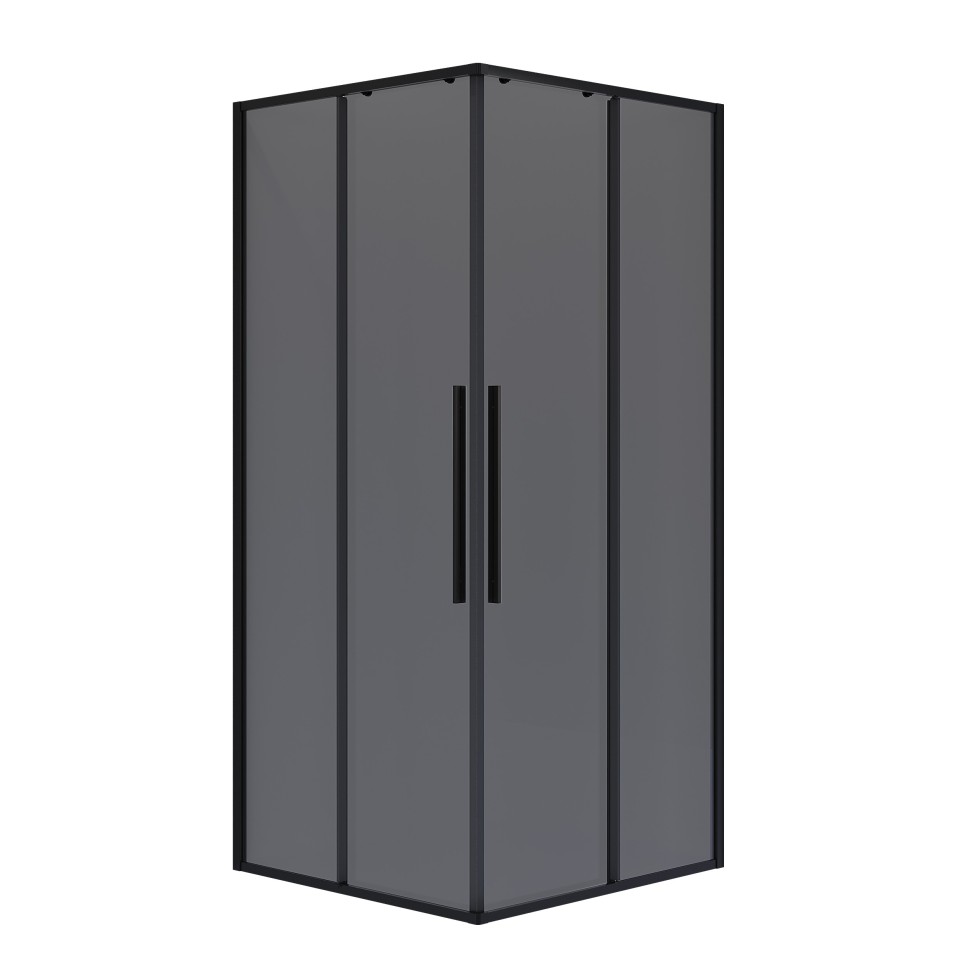 Душевое ограждение Niagara Nova NG-2824-34BLACK (100х100х195) квадрат,черный матовый,двери раздвижные,стекло тонированное,1 место
