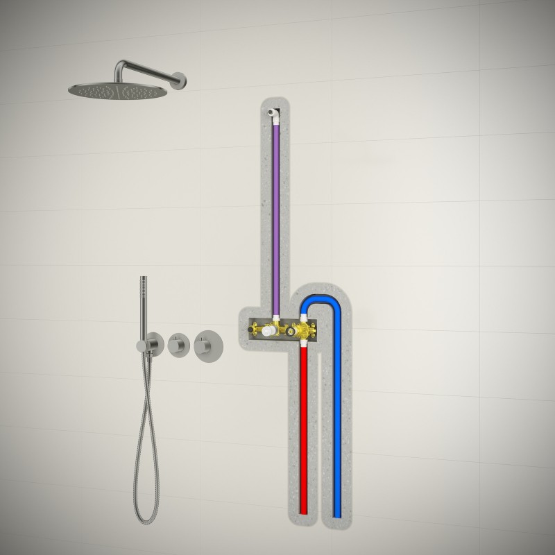 Душевая система встроенная с термостатом Timo Saona SX-2359/19SM розовое золото