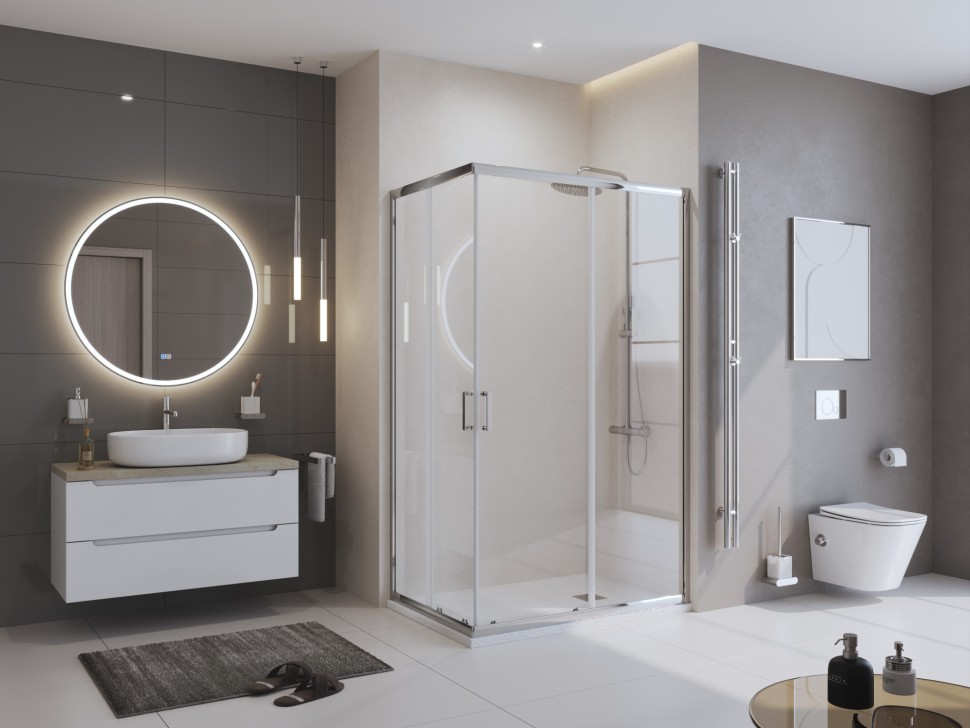 Душевой поддон из искусственного мрамора в комплекте с сифоном BelBagno UNO TRAY-MR-UNO-AH-160/80-35-W-CR