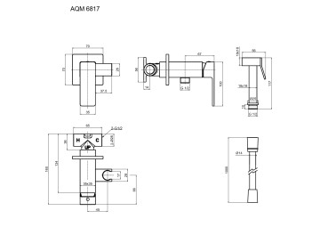 AQM6817MB Savona Готовый комплект гигиенического душа (скрытый монтаж, латунная лейка), черный матов