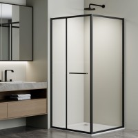 Душевой уголок Альфа (Alpha) VSRW-3AL9010CLB, 1000*900, черный, стекло прозрачное