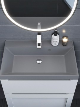 Раковина для ванной 70 см, Uperwood Classic Quartz, кварцевая, серая матовая, бетон