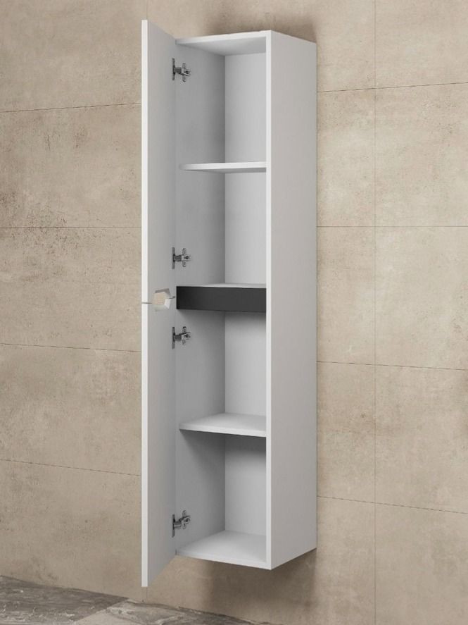 Шкаф-пенал для ванной подвесной Uperwood Modul 33х36х150 см, белый/графит