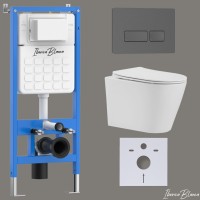 Комплект 3в1 IBERICA BLANCA инсталляция SILENCIO, унитаз BURGOS ALTO белый, кнопка смыва ESTI-R серый матовый (IB001.BRA.234.218)