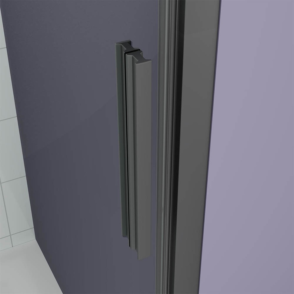 Душевая дверь Veconi Ottimo P30 B, 700x1900, черный матовый, стекло тонированное матовое