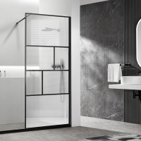 Душевая перегородка Walk-In VSW-1HC120CFB, 1200*2000, черный, стекло прозрачное/рифленое